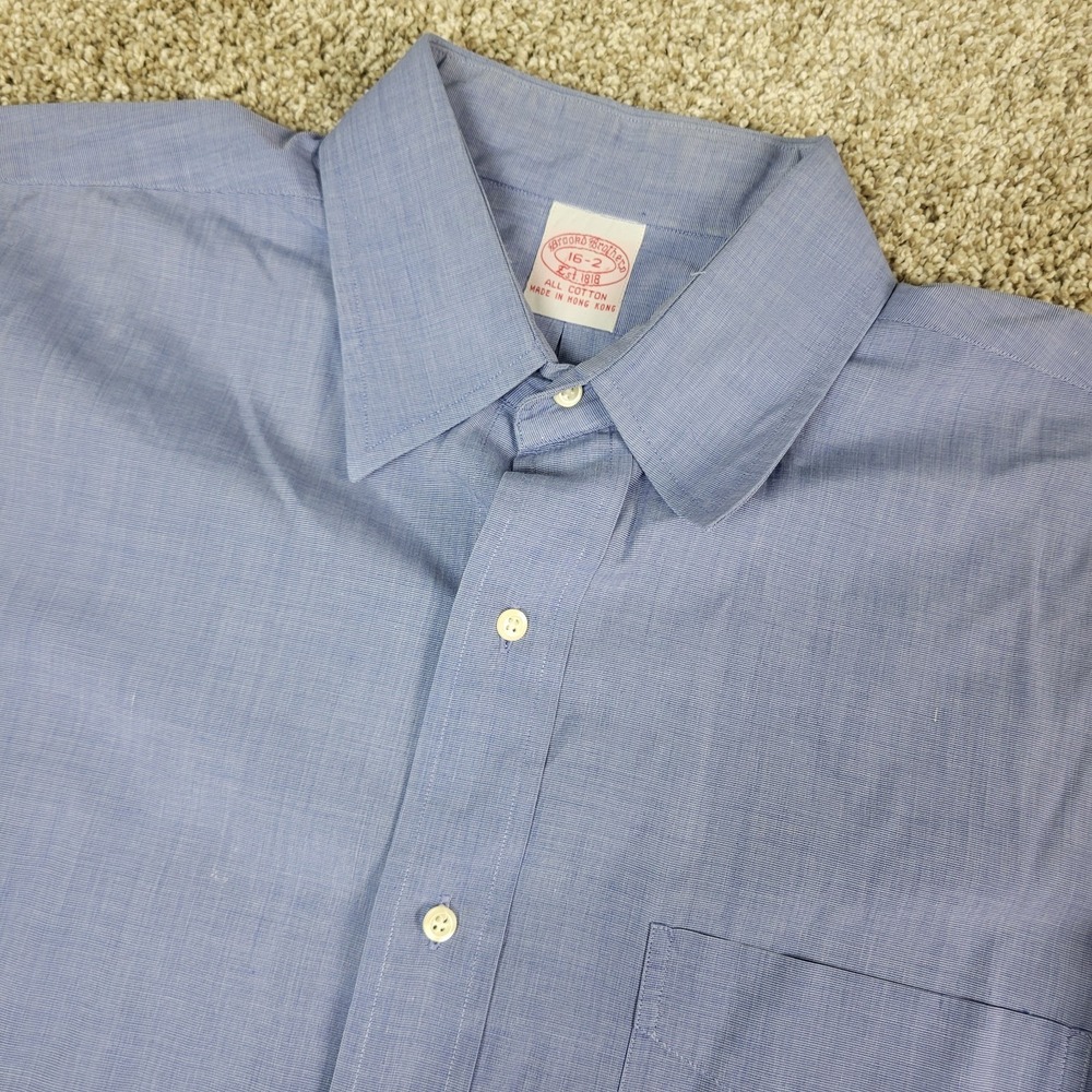 Brooks Brothers Mens 16-2 Solid Blue Button Up Long Sleeve French Cuff